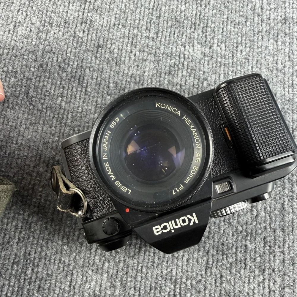 Konica FS-1 35mm SLR Film Camera Black Hexanon AR 50mm‎ F1.7 Lens Japan